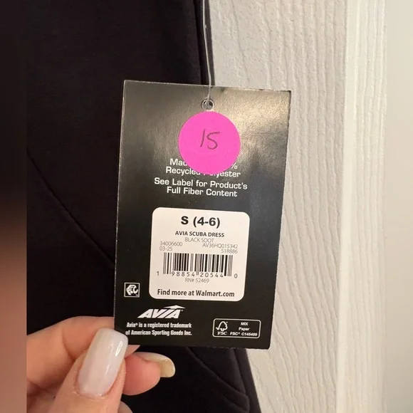 NWT AVIA Black Scuba Midi Dress Mock Neck Sleeveless Size S 4-6 Athleisure - Picture 4 of 7